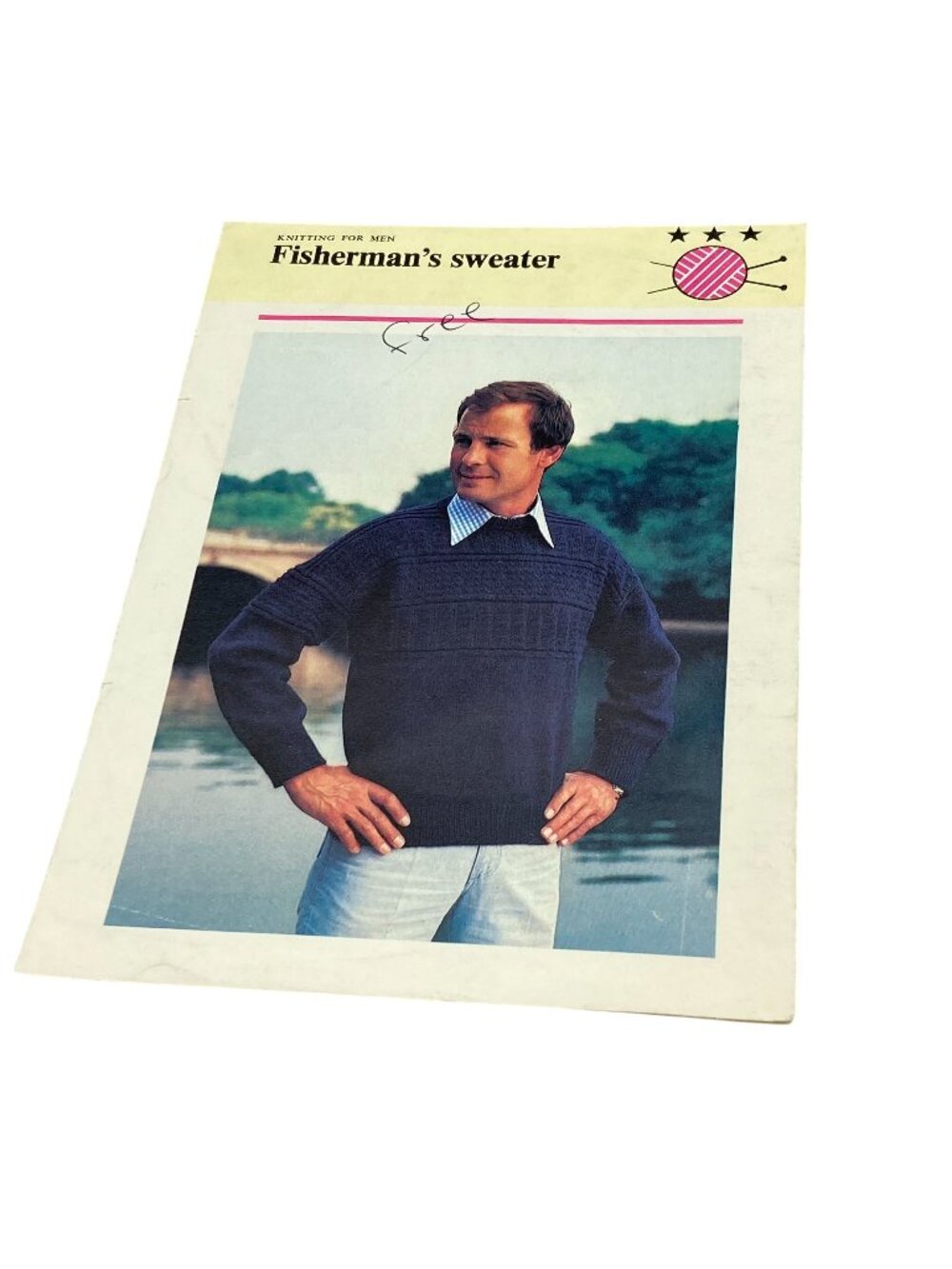 Vintage Fishermans Sweater Pattern for Hand Knitting for Men, Hamlyn 1982